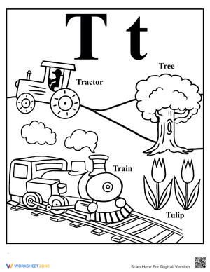 Alphabet Coloring: Letter 'T' Activity