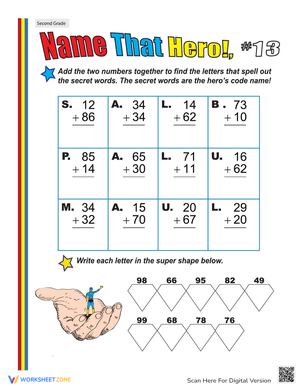 Hero Addition: Two-Digit Math Fun