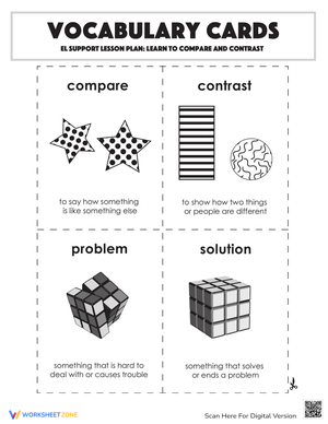 Vocabulary Cards: Learn to Compare and Contrast
