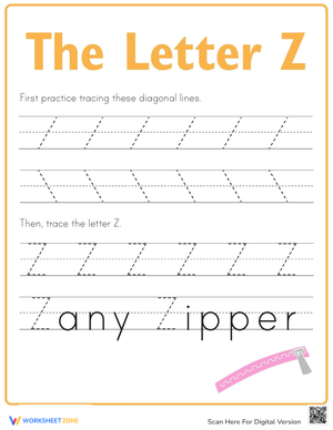 Learn to Write Letter Z - Complete Word Activity
