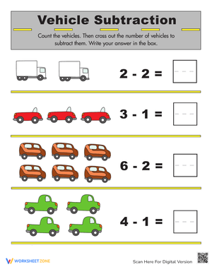 Subtraction for Kids Practice Worksheet