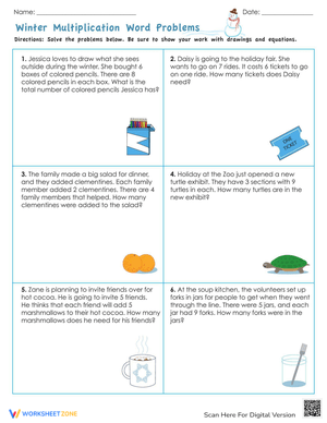 Winter Multiplication Word Problems