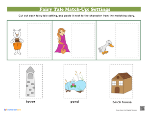 Fairy Tale Match Up Setting Worksheet