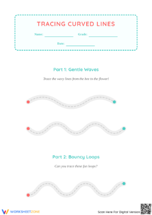Essential Tracing Curved Lines Worksheet for Preschool