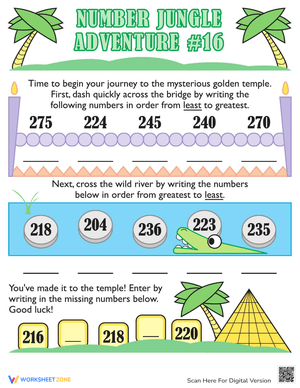Putting Numbers in Order Practice Worksheet