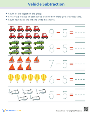 Subtract Five Worksheet