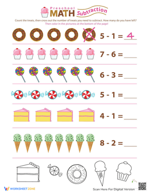 Preschool Subtraction: Take Away the Sweets