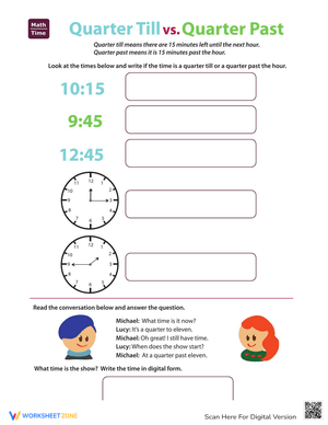 Telling Time: Practice Quarter Hours