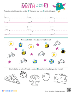 Preschool Math: Learning Number 5