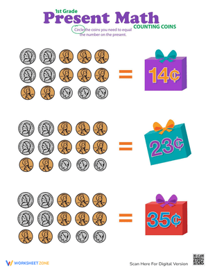 Coin Counting Practice: Math Worksheet