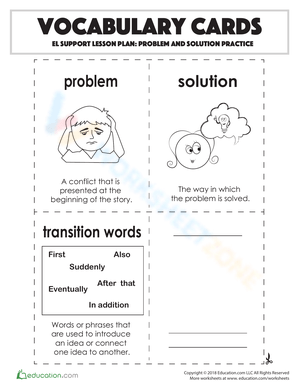 Vocabulary Cards: Problem and Solution Practice
