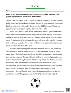 Soccer Nonfiction: Informational Text Worksheet