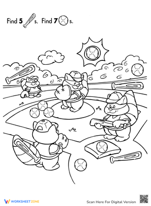 Find and Count: Raccoon Baseball Fun