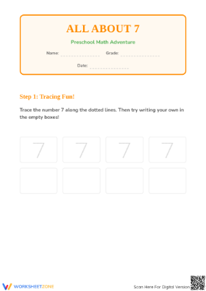 Printable Number 7 Worksheet | Kindergarten Math