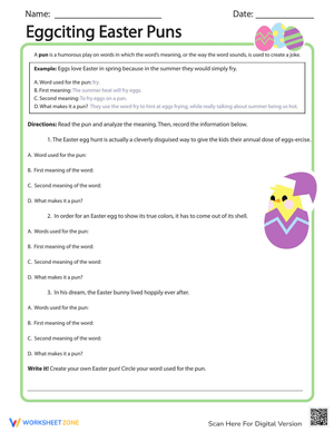 Eggciting Easter Puns: Language Worksheet