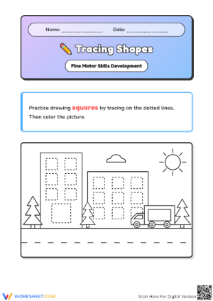 Printable Tracing Squares Worksheet | Preschool Ready