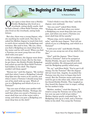 Explore the Armadillo Story: Reading Comprehension Worksheet