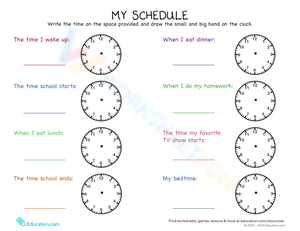 Telling Time: My Day Time-Telling Practice Worksheet