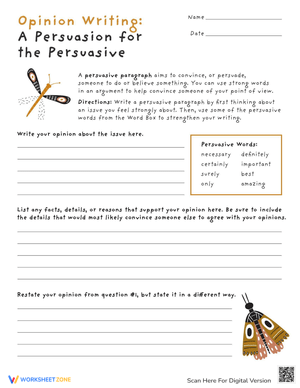 Persuasive Writing Practice Worksheet