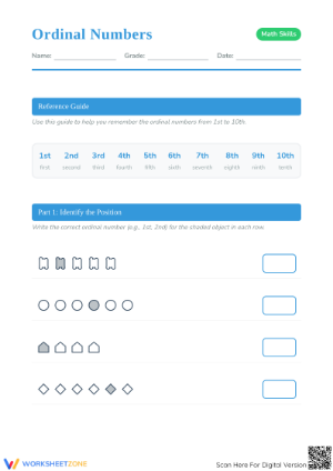 Essential Ordinal Numbers Worksheet | Grade 1 Math