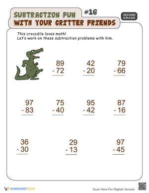 Critter Subtraction Fun #16