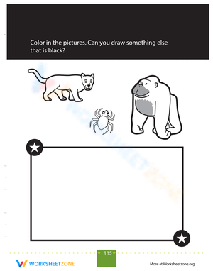 Learn Color Black: Color Recognition Worksheet