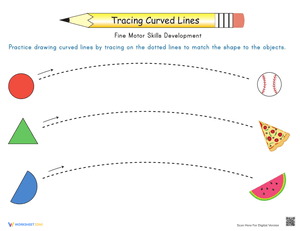 Curved Line Tracing: Match the Shapes and Objects