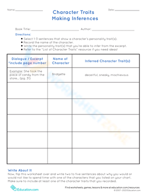 Character Traits: Making Inferences
