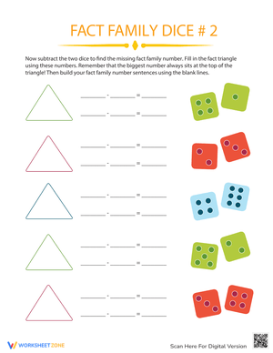 Fact Family Dice: Math Worksheet for Addition
