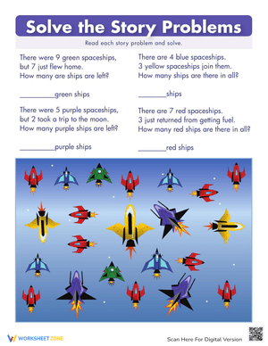 Spaceship Math: Fun Addition and Subtraction Worksheet