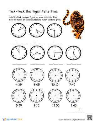 Learning to Tell Time: Clock Reading Worksheet