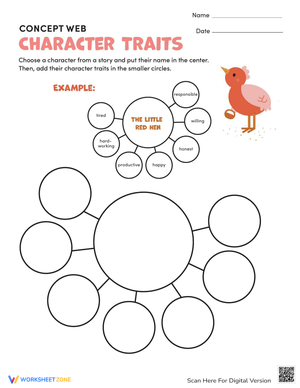 Concept Web: Character Traits Worksheet