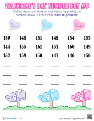 Valentine's Day Number Worksheet