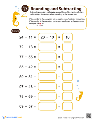 Speedy Rounding: Subtraction Practice