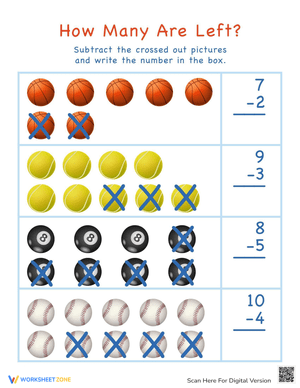 Subtraction for Visual Learners Worksheet