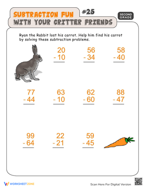 Critter Subtraction Fun: Math Worksheet