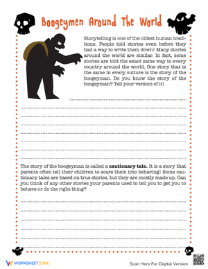 The Boogeyman Story Telling Worksheet