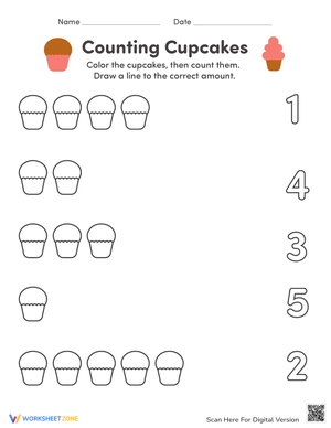 Counting Cupcakes: Math Fun Worksheet