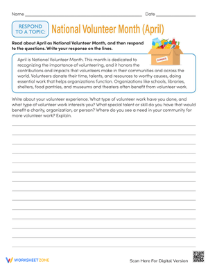 National Volunteer Month: April Worksheet