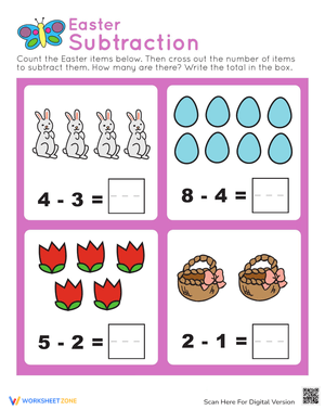Easter Subtraction Practice Worksheet