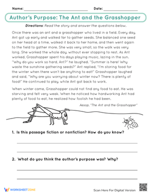 Author’s Purpose: The Ant and the Grasshopper