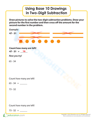 Two-Digit Subtraction with Base-10 Drawings