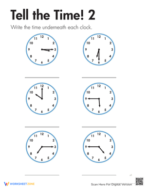 Tell Time Learning Worksheet