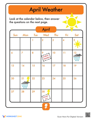 April Calendar Worksheet Activity