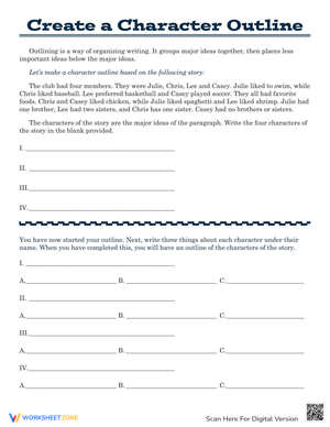 Fictional Character Development Worksheet
