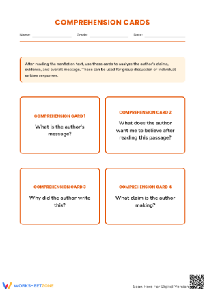 Printable Author's Claim Cards | Grade 5 ELA