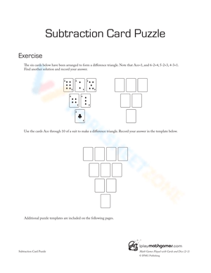Subtraction Card Puzzles Worksheet