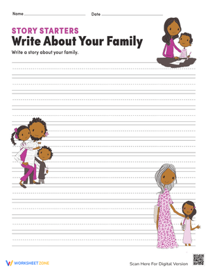 Family Story Starters Writing Worksheet