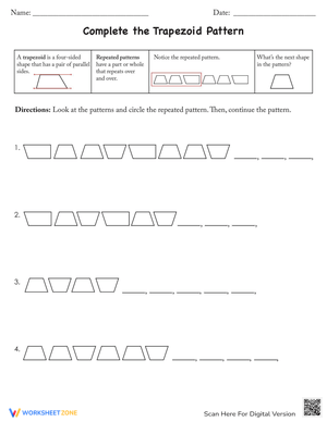 Trapezoid Pattern Completion Worksheet