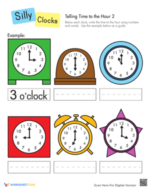 Telling Time to the Hour Practice